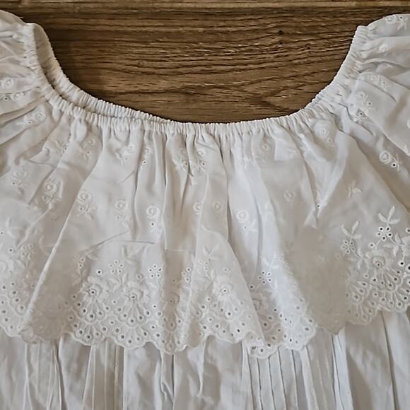 Vintage Women's summer Embroidered white Bardot top Size small - Picture 9 of 10